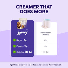 Javvy close-up of creamy powder texture for smooth mixing