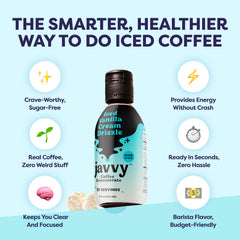 Detailed view of Javvy product label highlighting ingredients and clean formulation benefit