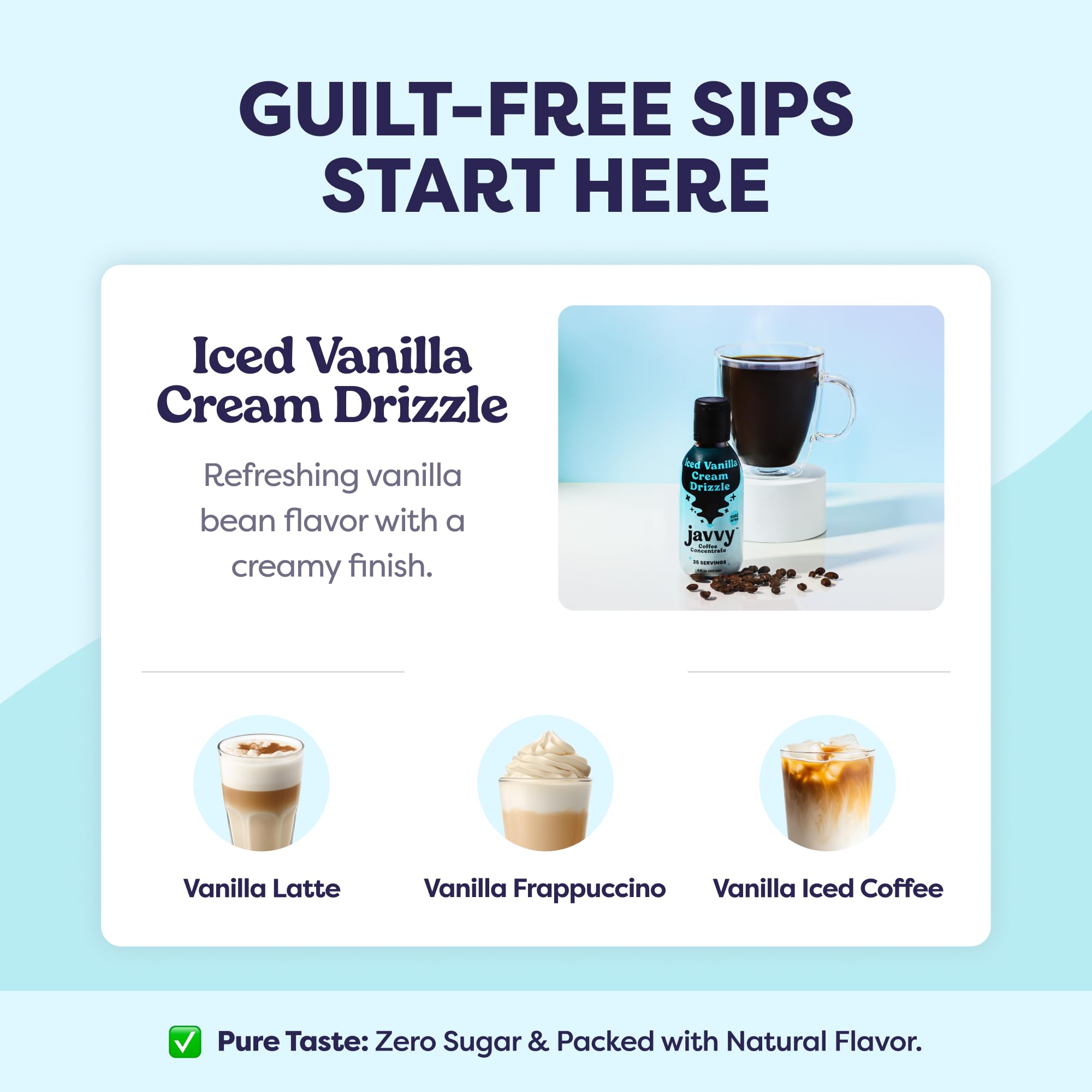 Javvy concentrate poured over ice in a glass illustrating quick iced coffee preparation