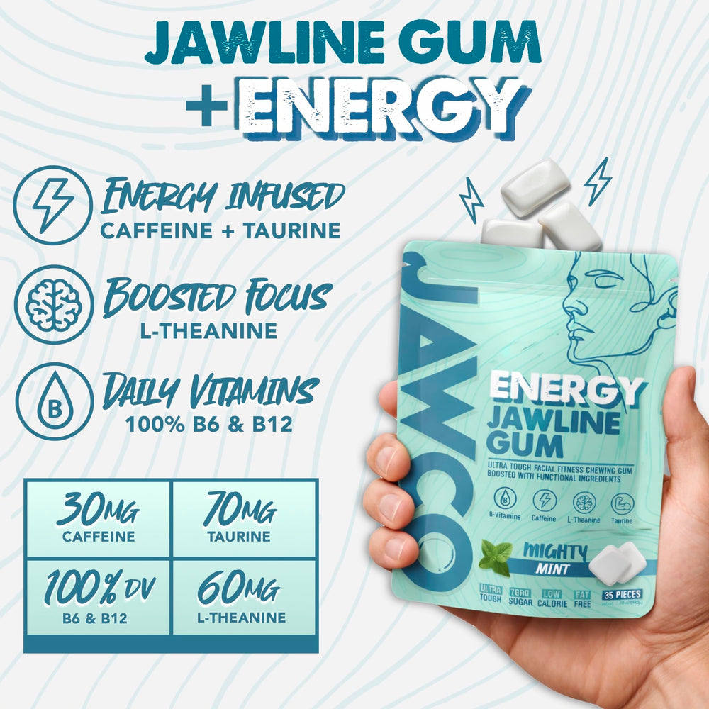 JAWCO gum being chewed with molar focus to strengthen jaw muscles