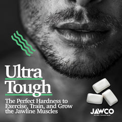 Person chewing JAWCO gum showing discreet jaw training in use