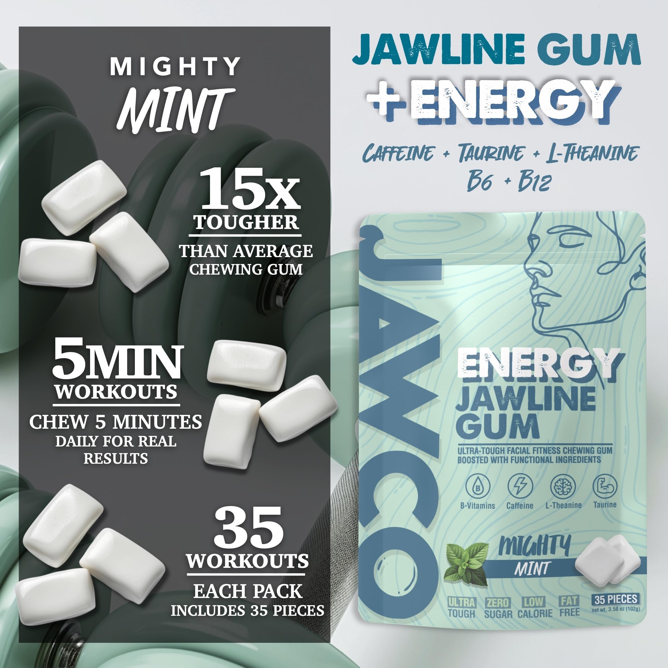 JAWCO close-up of ultra-tough gum texture showing resistance training