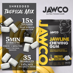 JAWCO close-up of gum texture highlighting 15× hardness for resistance