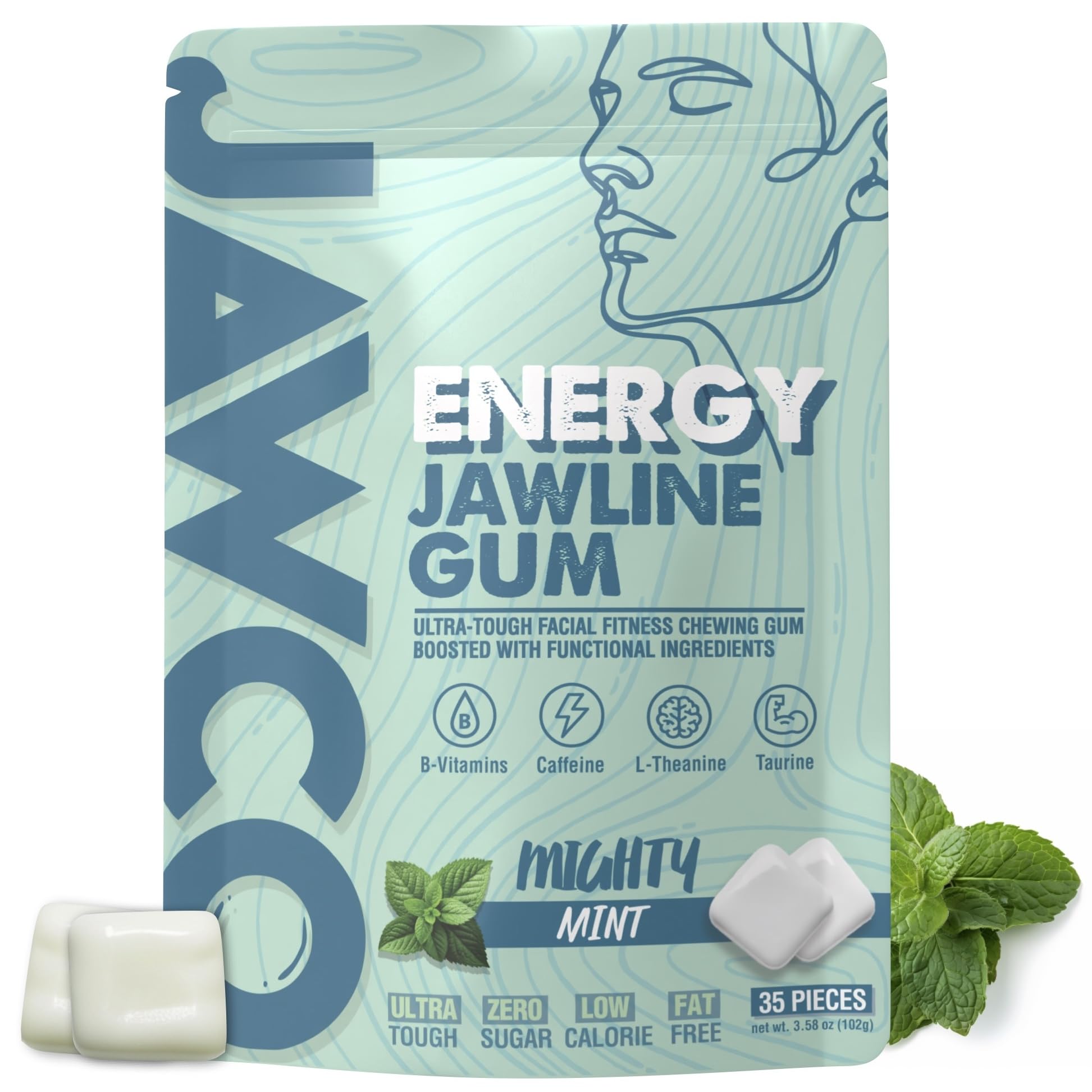JAWCO front pack showing energy mint and benefits for portable use