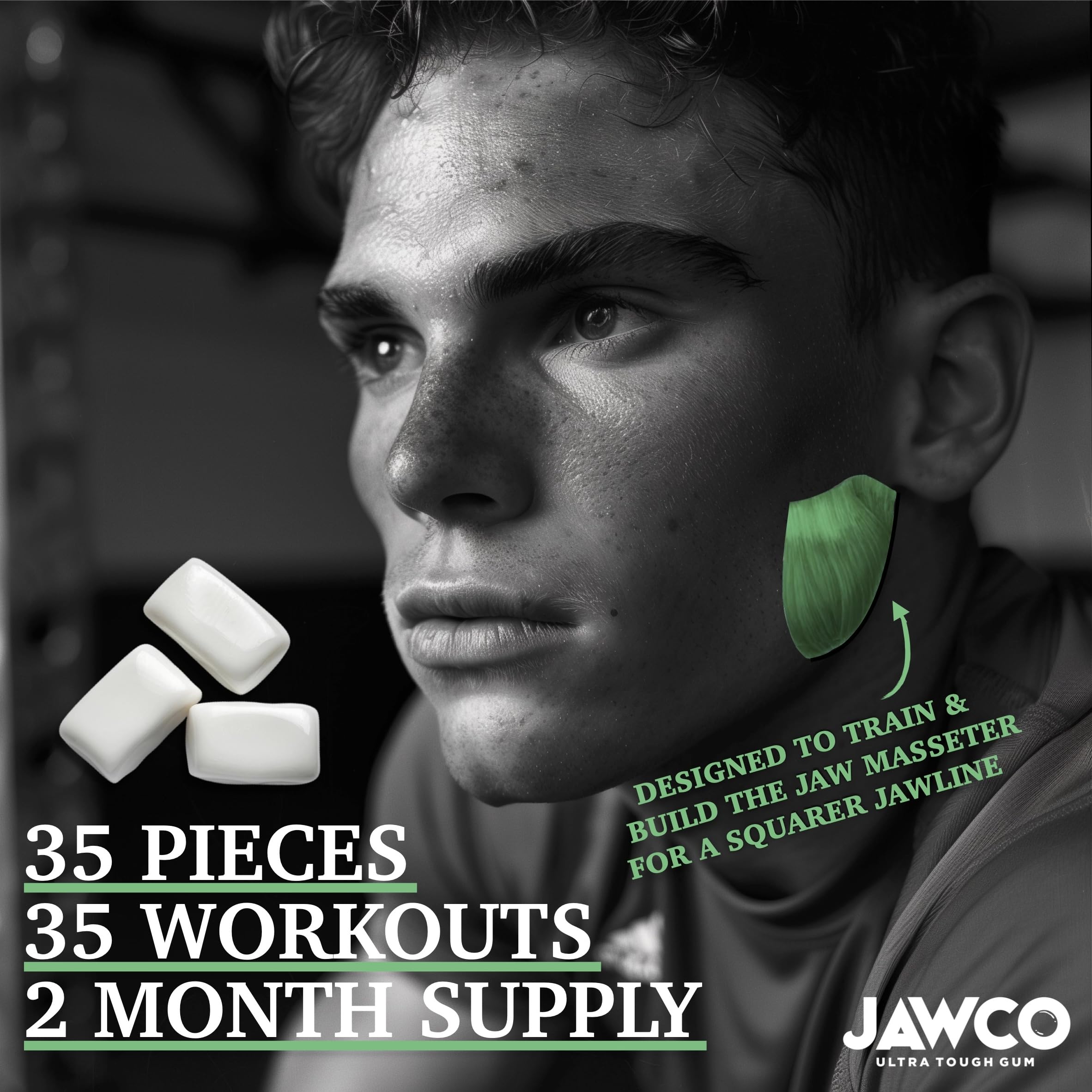 JAWCO product label displaying vegan, sugar-free, aspartame-free icons
