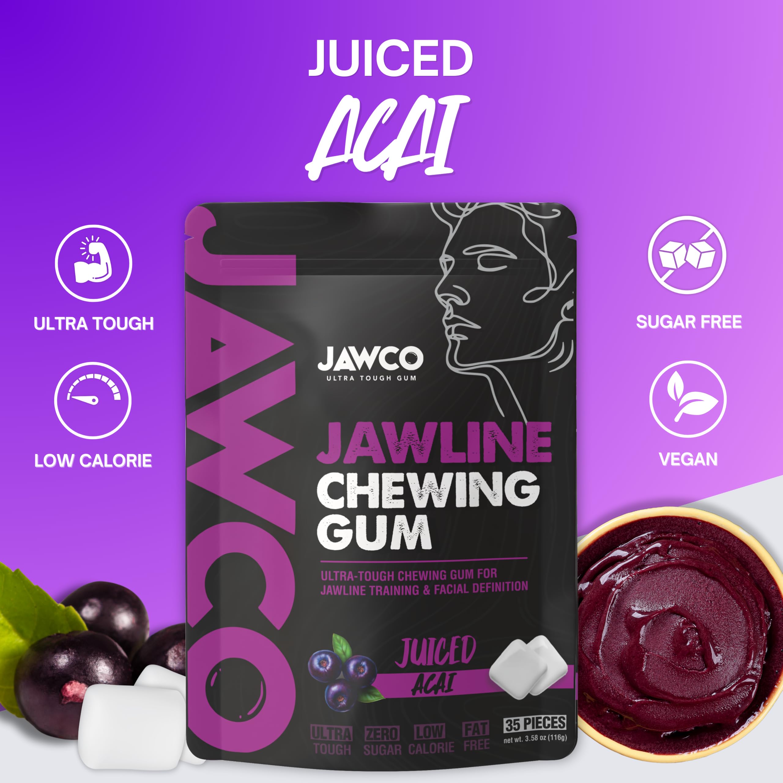 JAWCO close-up of gum texture highlighting durable resistance benefit