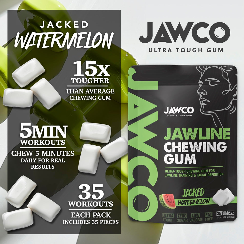 JAWCO single gum piece on fingertip illustrating piece size and portability