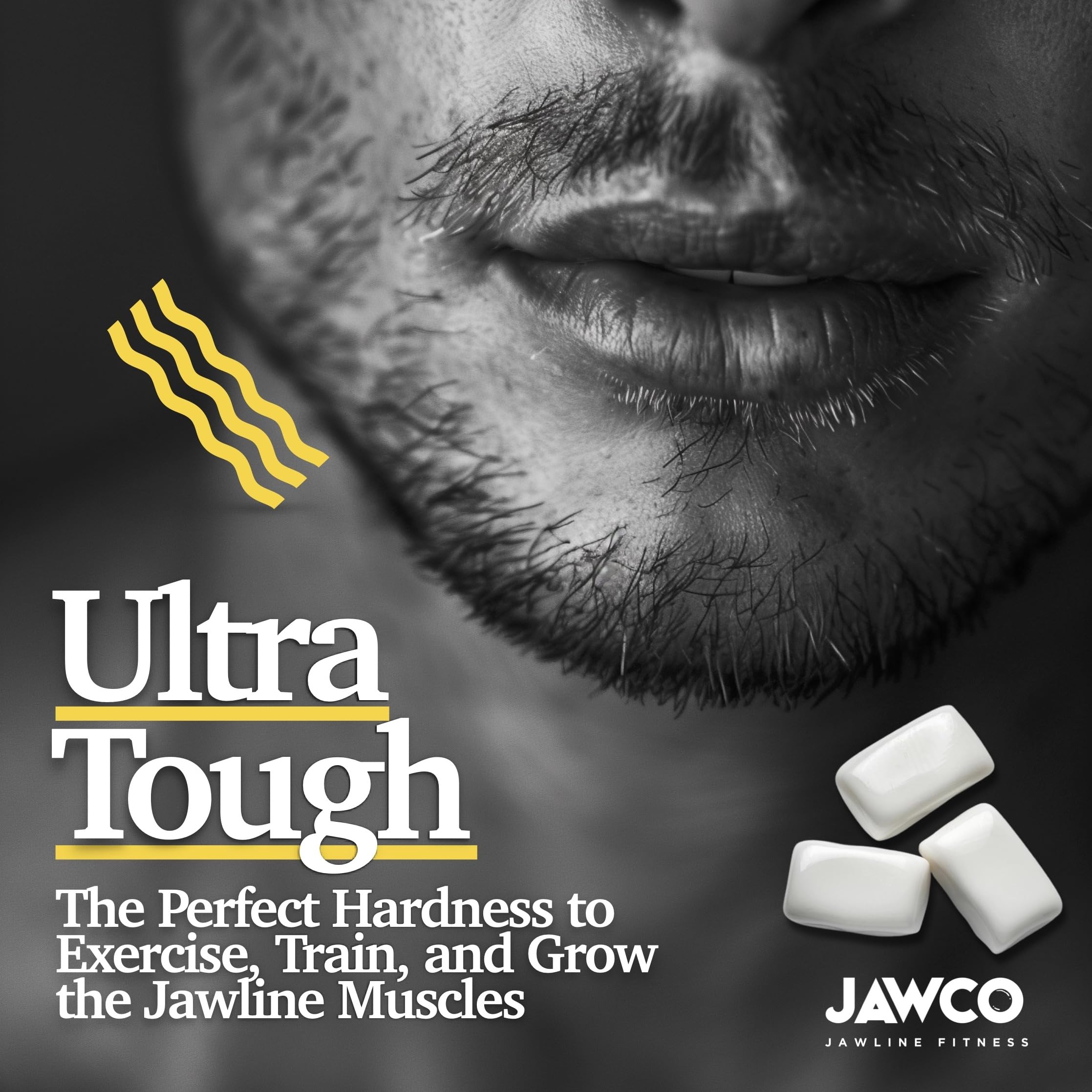 JAWCO gum piece beside a coin showing size and portability benefit