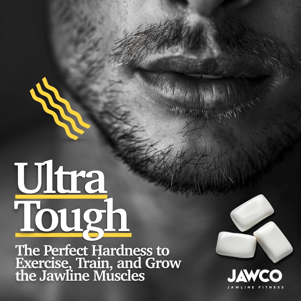 JAWCO gum piece beside a coin showing size and portability benefit