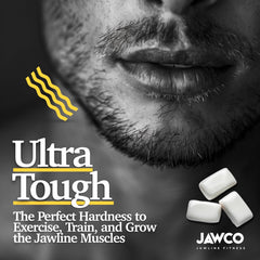 JAWCO gum piece beside a coin showing size and portability benefit
