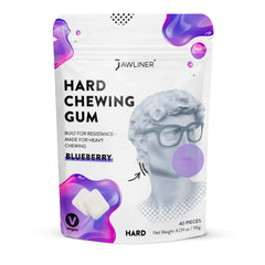 Jawliner front packaging showing blueberry gum and benefits