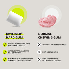 Jawliner in-mouth demonstration showing controlled chewing benefit