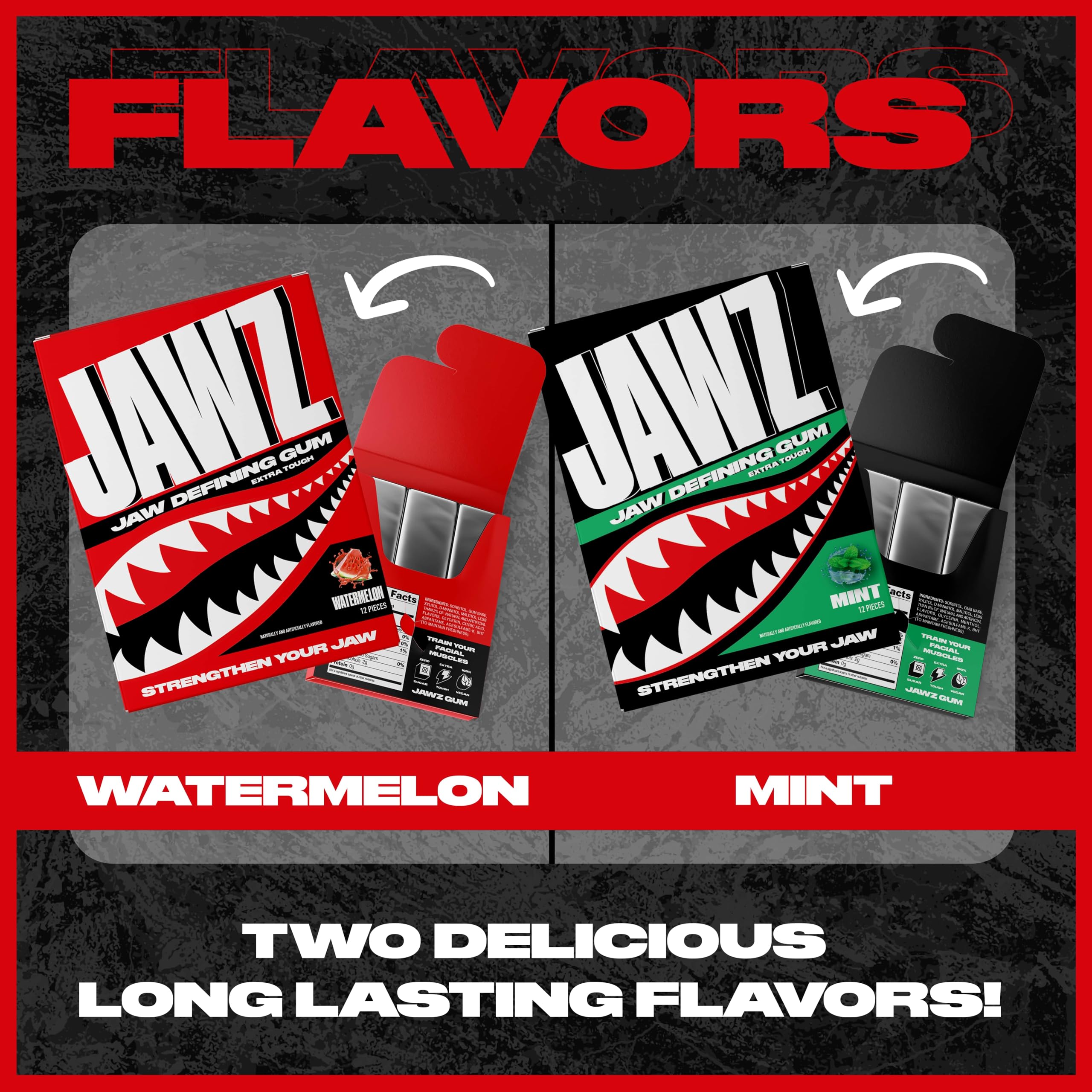 JAWZ GUM in-use side view demonstrating chewing technique and facial toning benefit