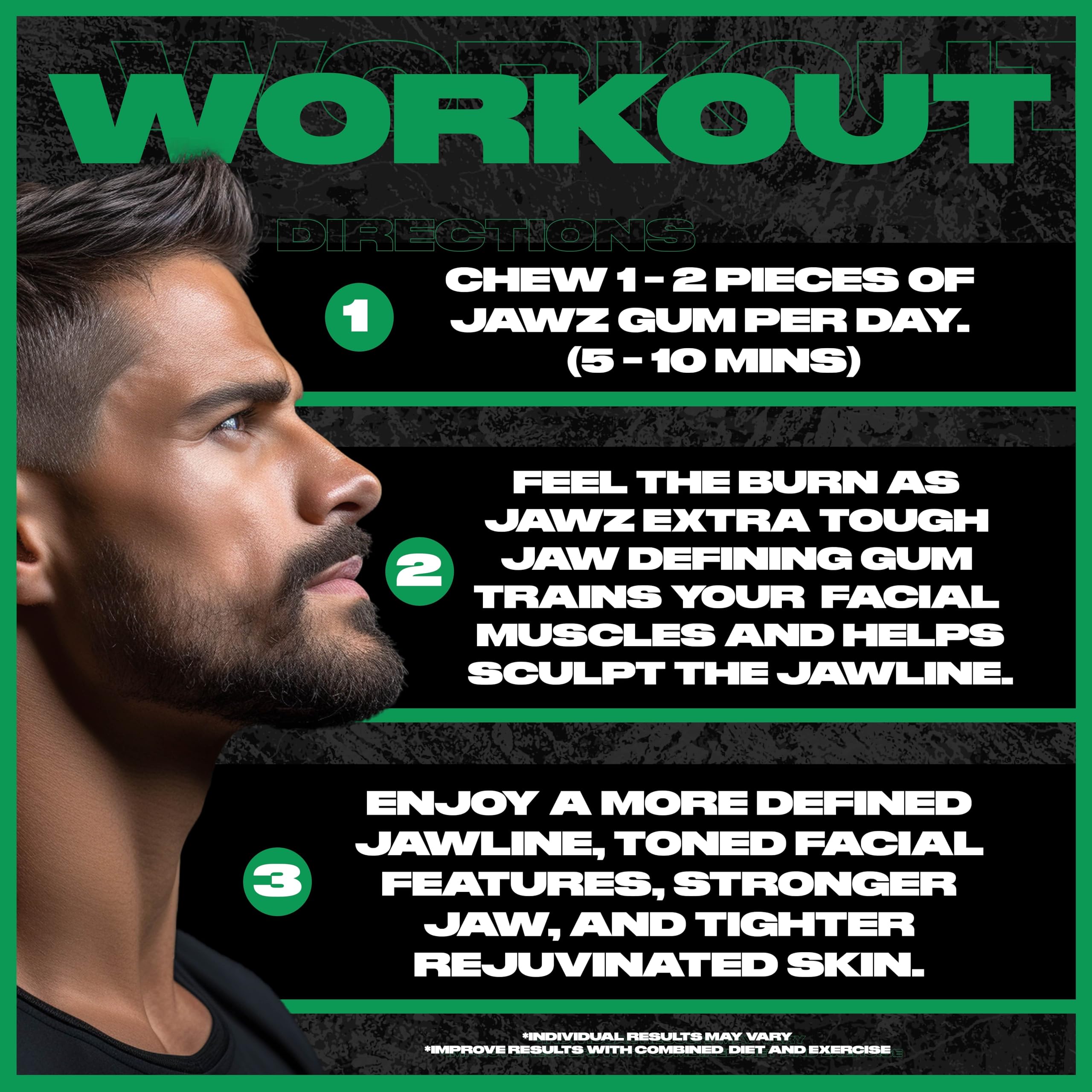 Jawz Gum label highlighting sugar-free vegan formula and ingredient clarity