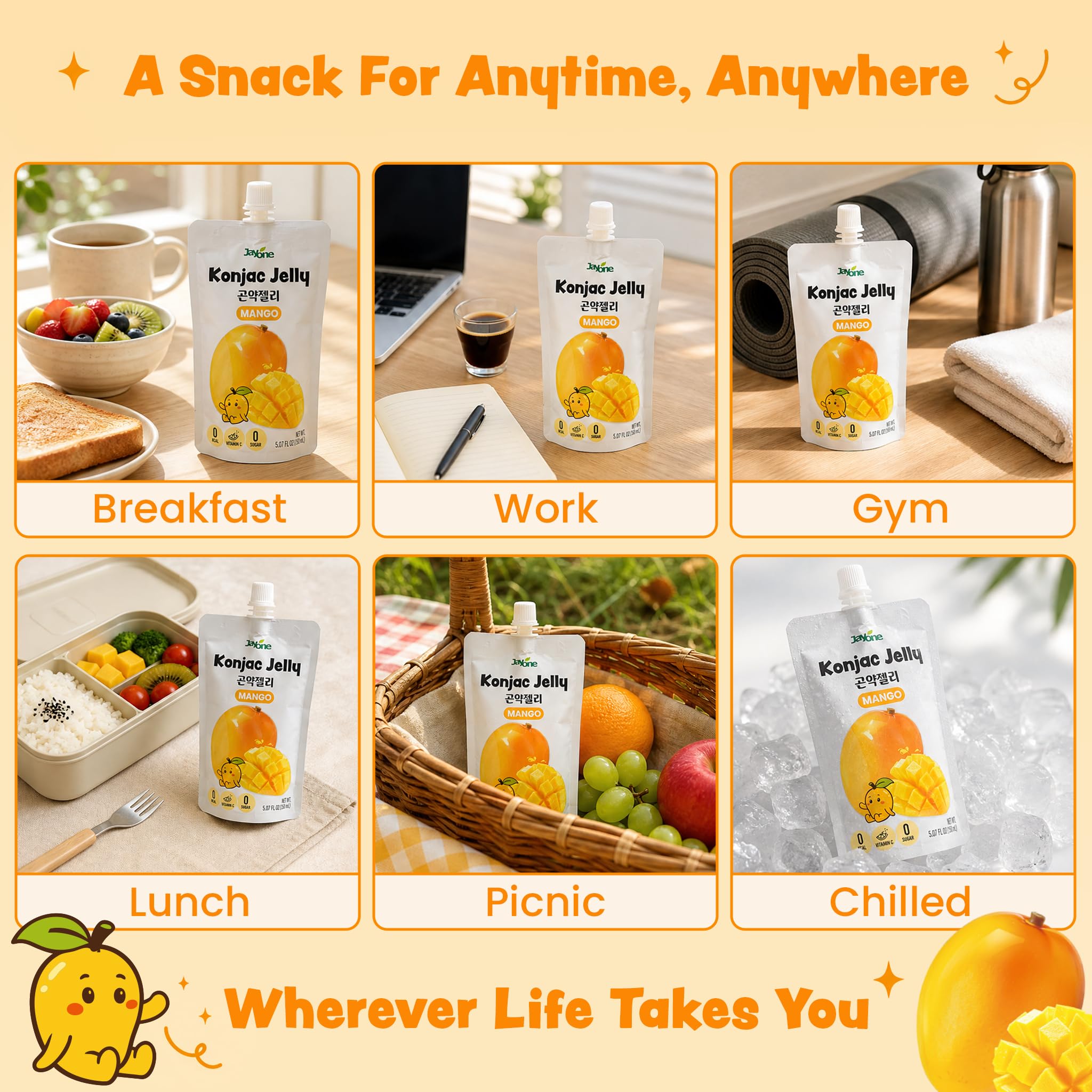 Jayone pouch in outdoor scene for travel-friendly snacking benefit