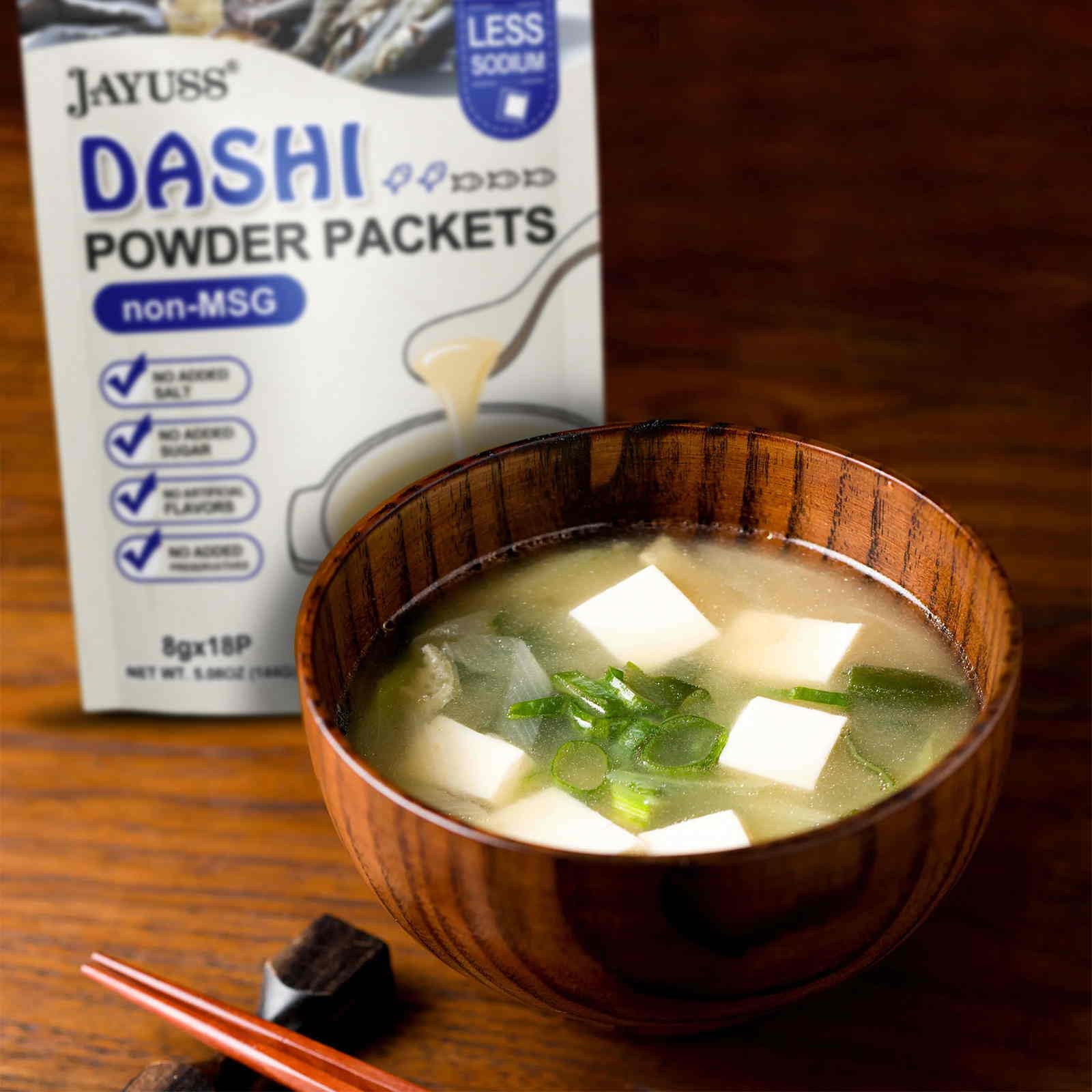 JAYUSS bowl of miso soup made with packet for authentic flavor