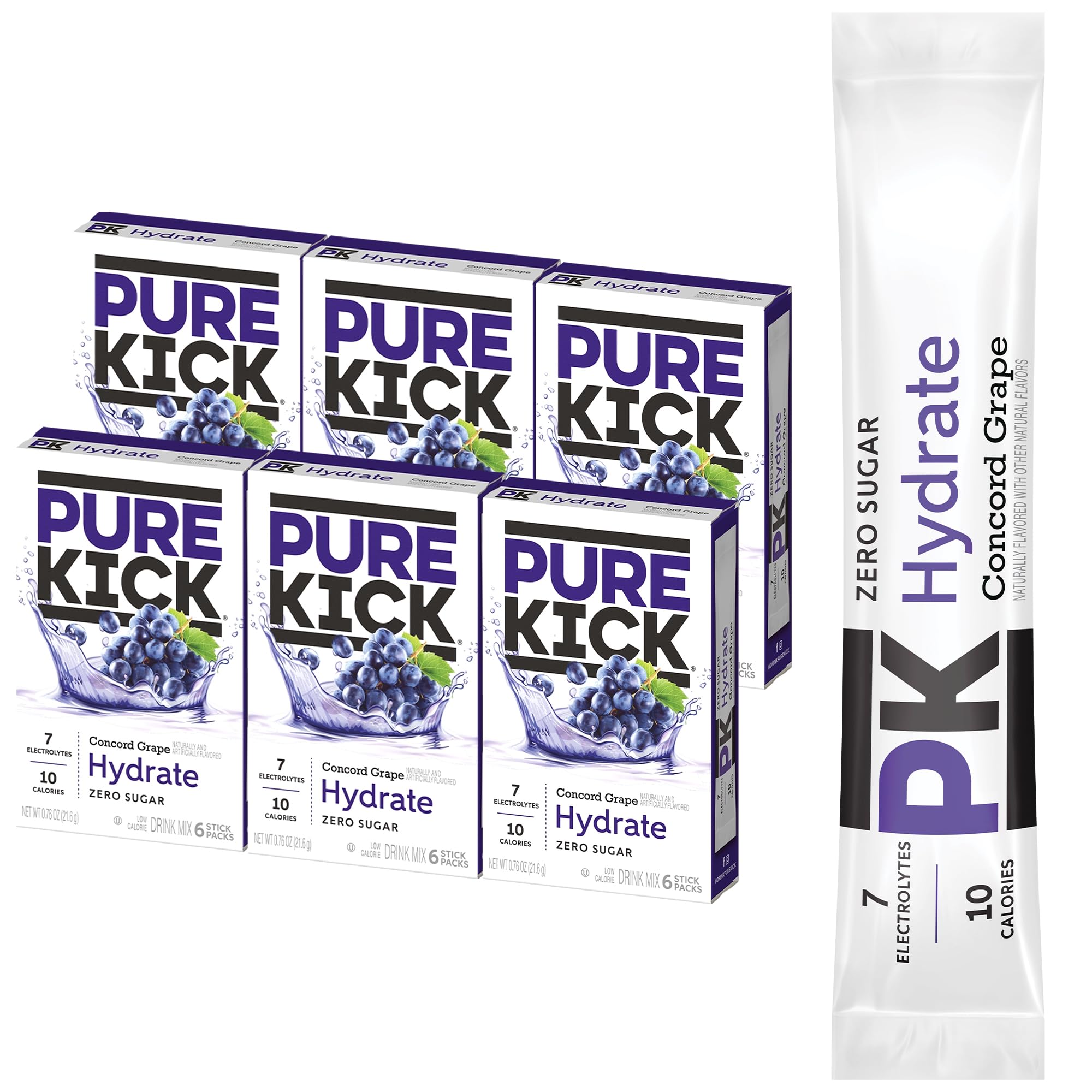 JEL SERT front packaging showing Pure Kick Concord Grape and convenience