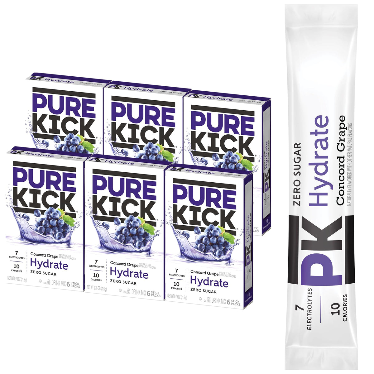 JEL SERT front packaging showing Pure Kick Concord Grape and convenience