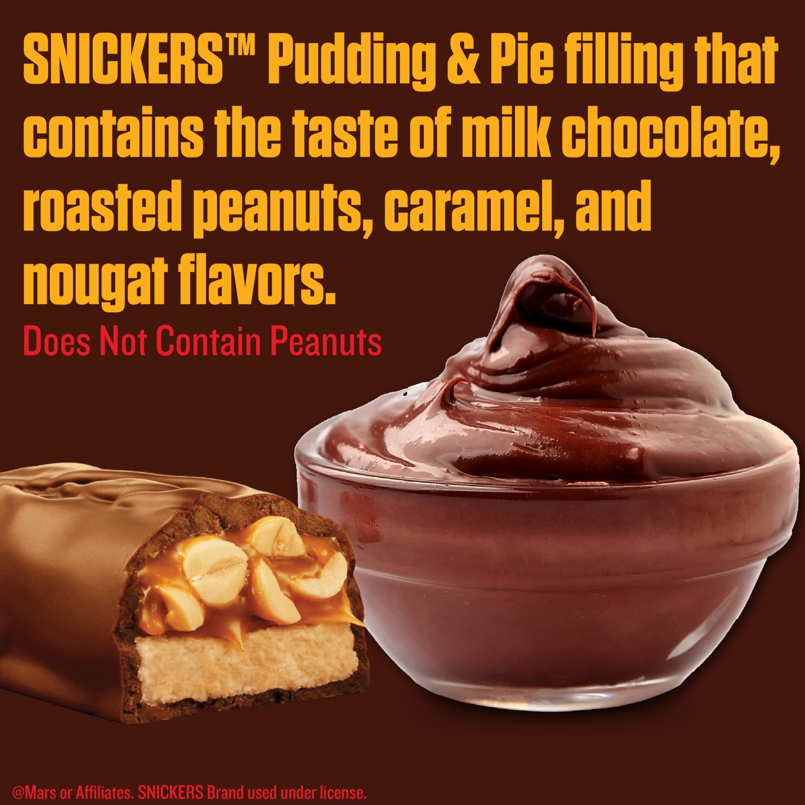 JEL SERT pie slice filled with SNICKERS pudding for rich servings