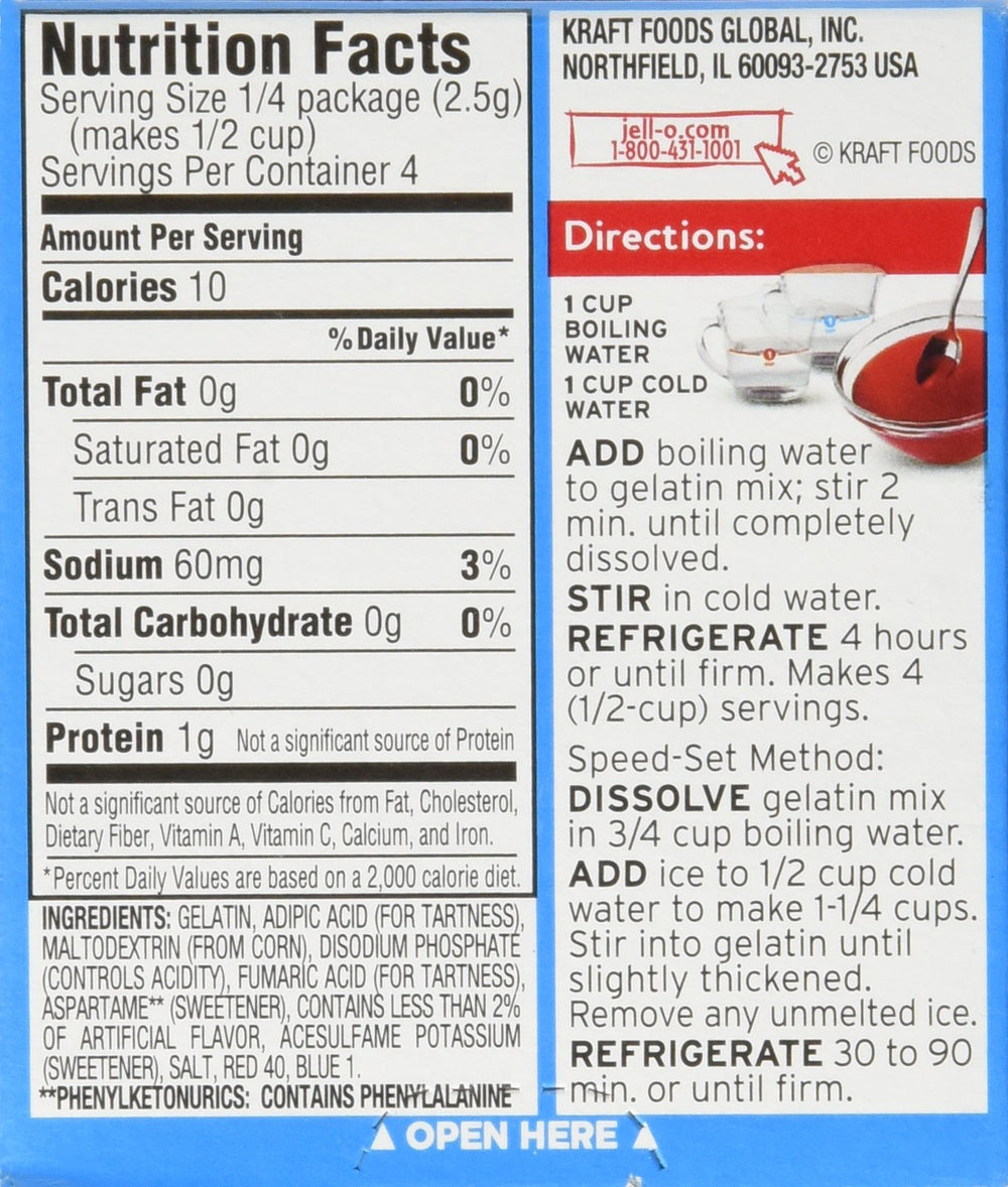 Jell-O black cherry served in a bowl with spoon, brand visible and ready-to-eat benefit
