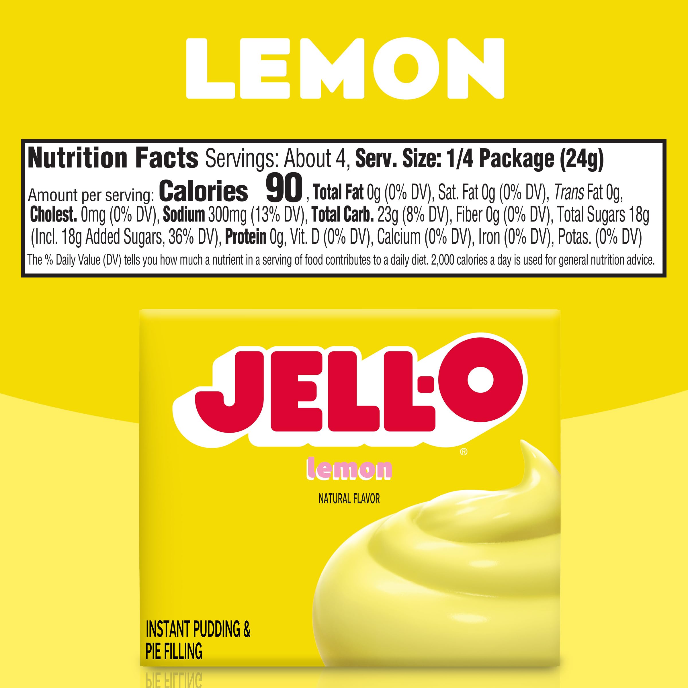 Jell-O lemon open box with sealed pouch for freshness and easy portioning