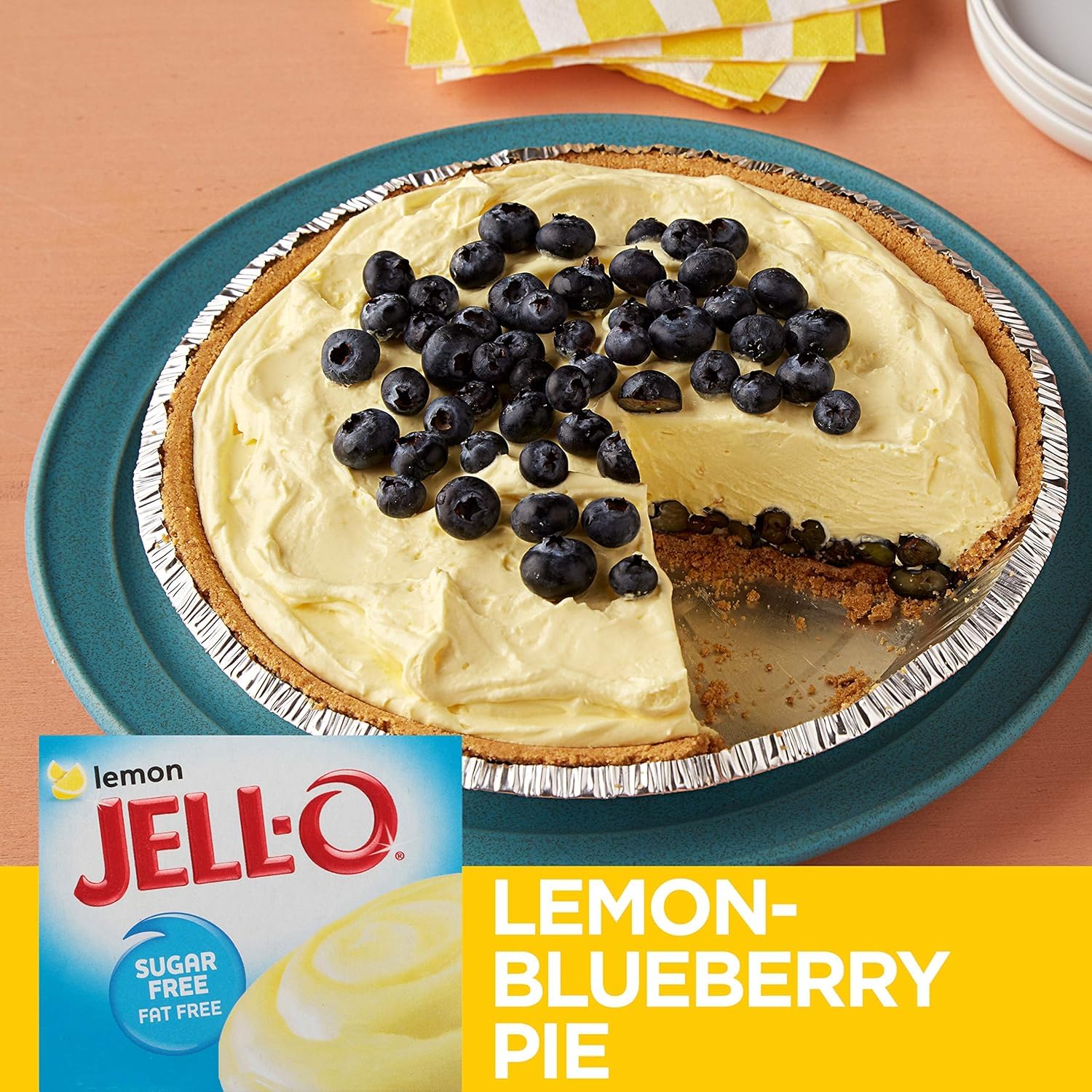 Jell-O pie slice with lemon filling showing no-bake dessert convenience benefit