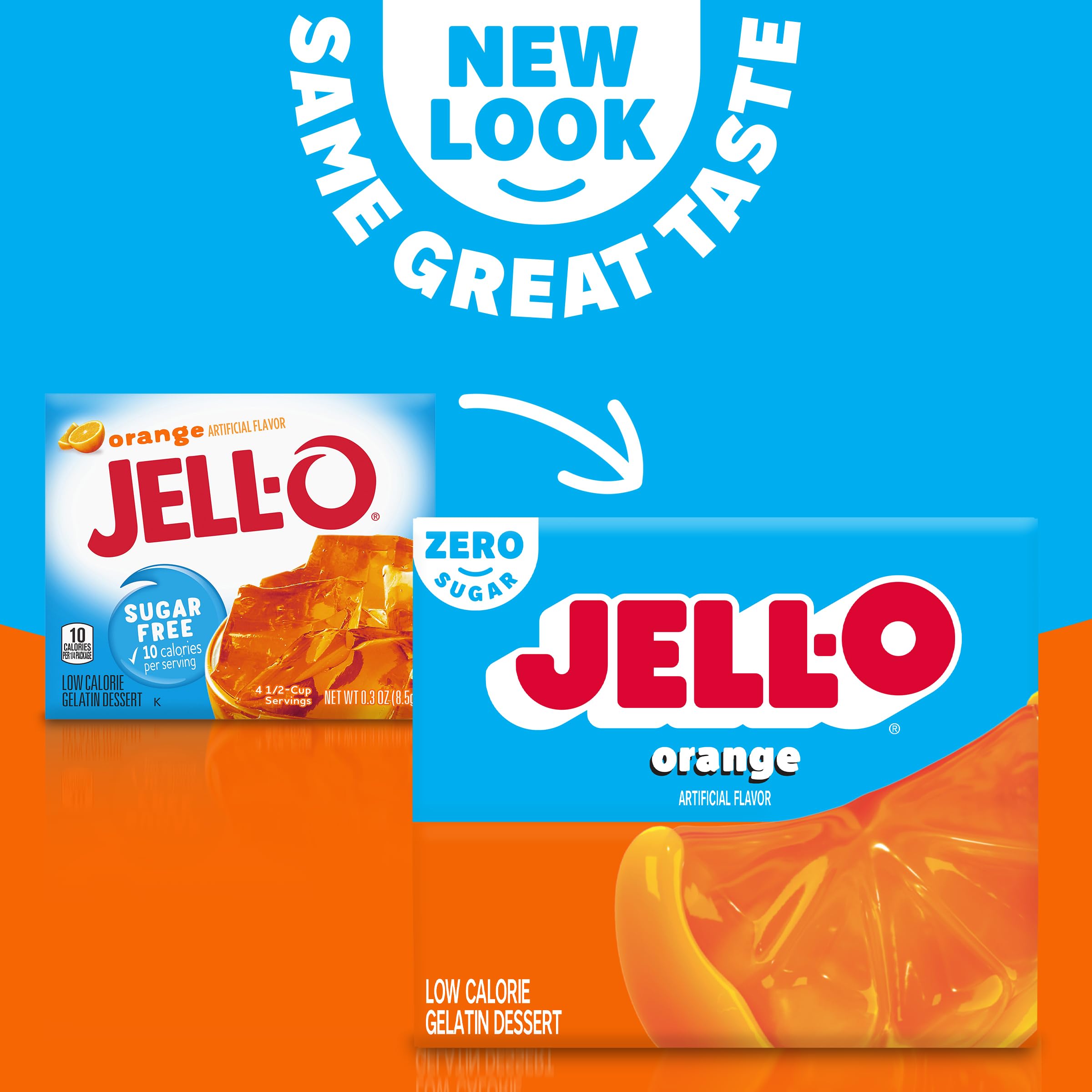 Jell-O open pouch with powdered mix highlighting easy preparation