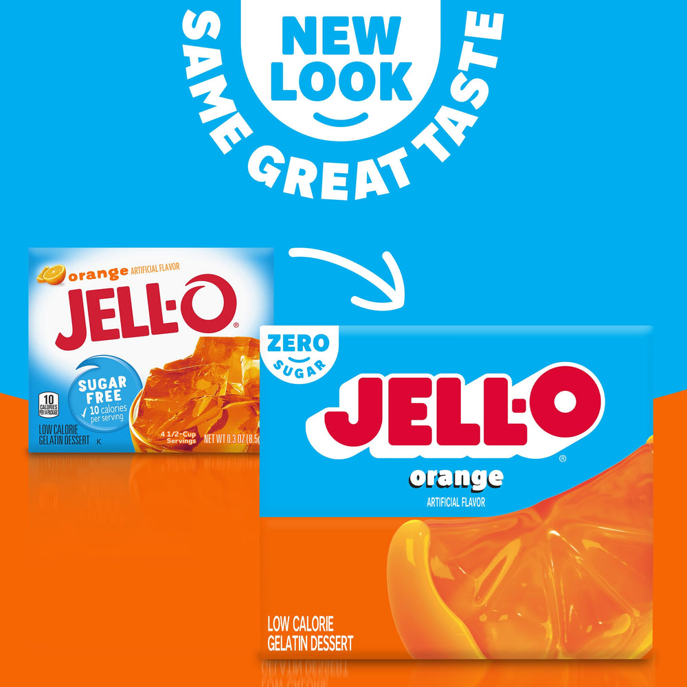 Jell-O open pouch with powdered mix highlighting easy preparation