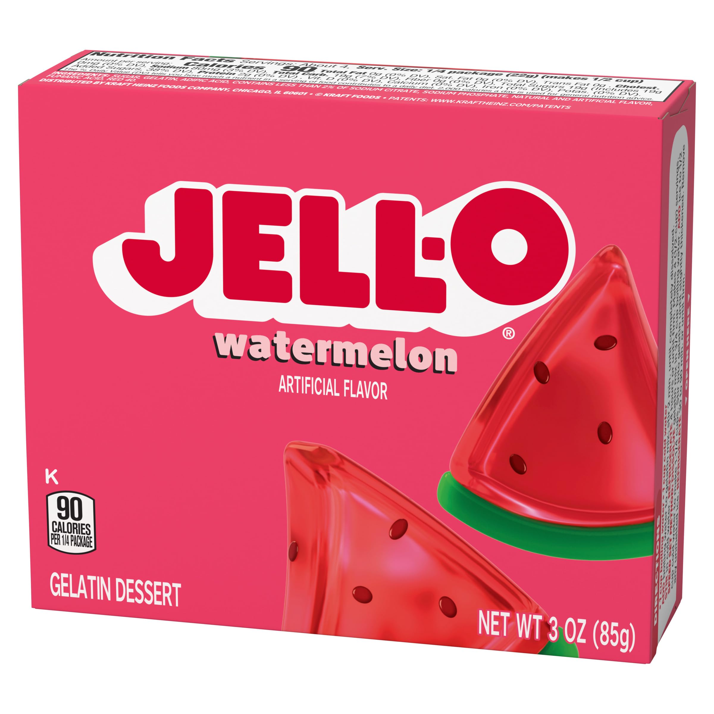 Jell-O watermelon served with fresh fruit garnish, Jell-O enhances presentation