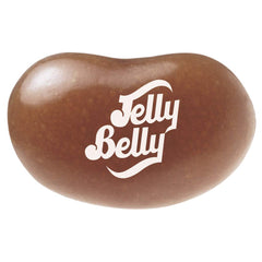 Jelly Belly A&W root beer bean close-up highlighting glossy texture and true flavor
