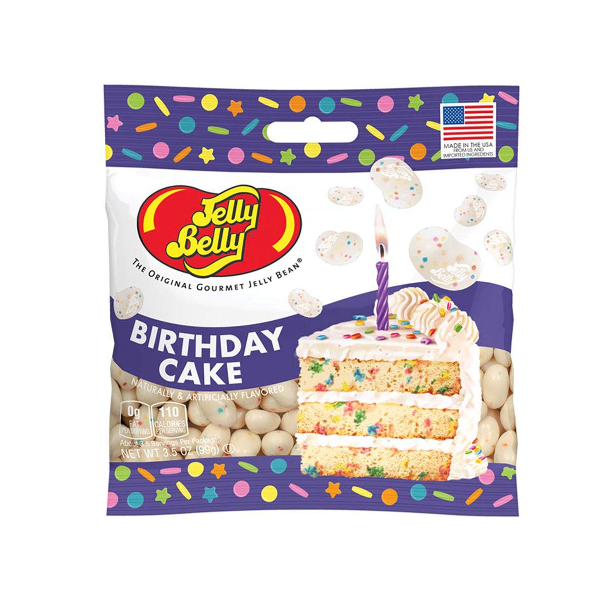 Jelly Belly bag in hand for size comparison and easy portability benefit