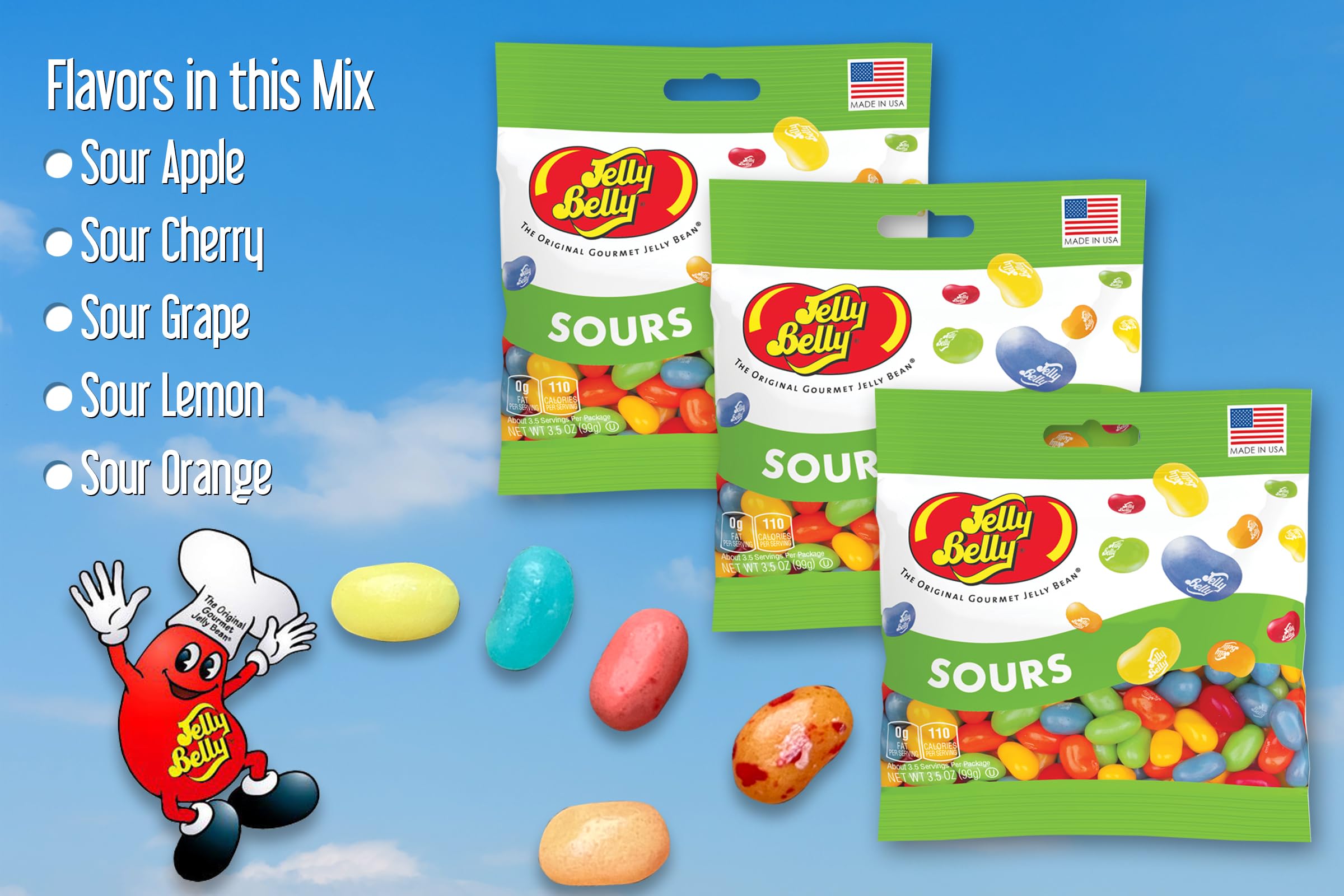 Jelly Belly grab & go bag in hand illustrating portable snacking