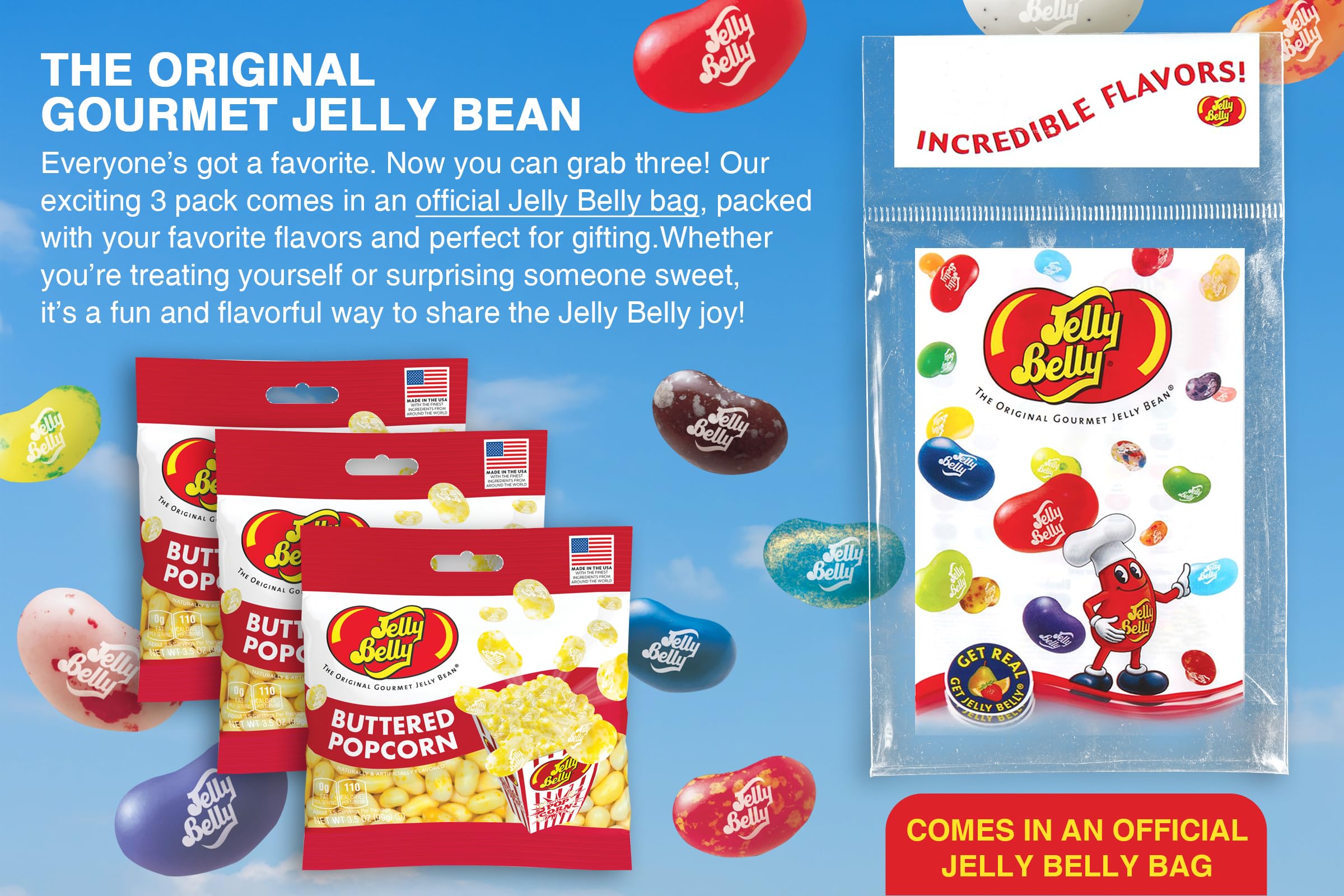 Jelly Belly close-up texture of beans highlighting buttery flavor and chewy texture