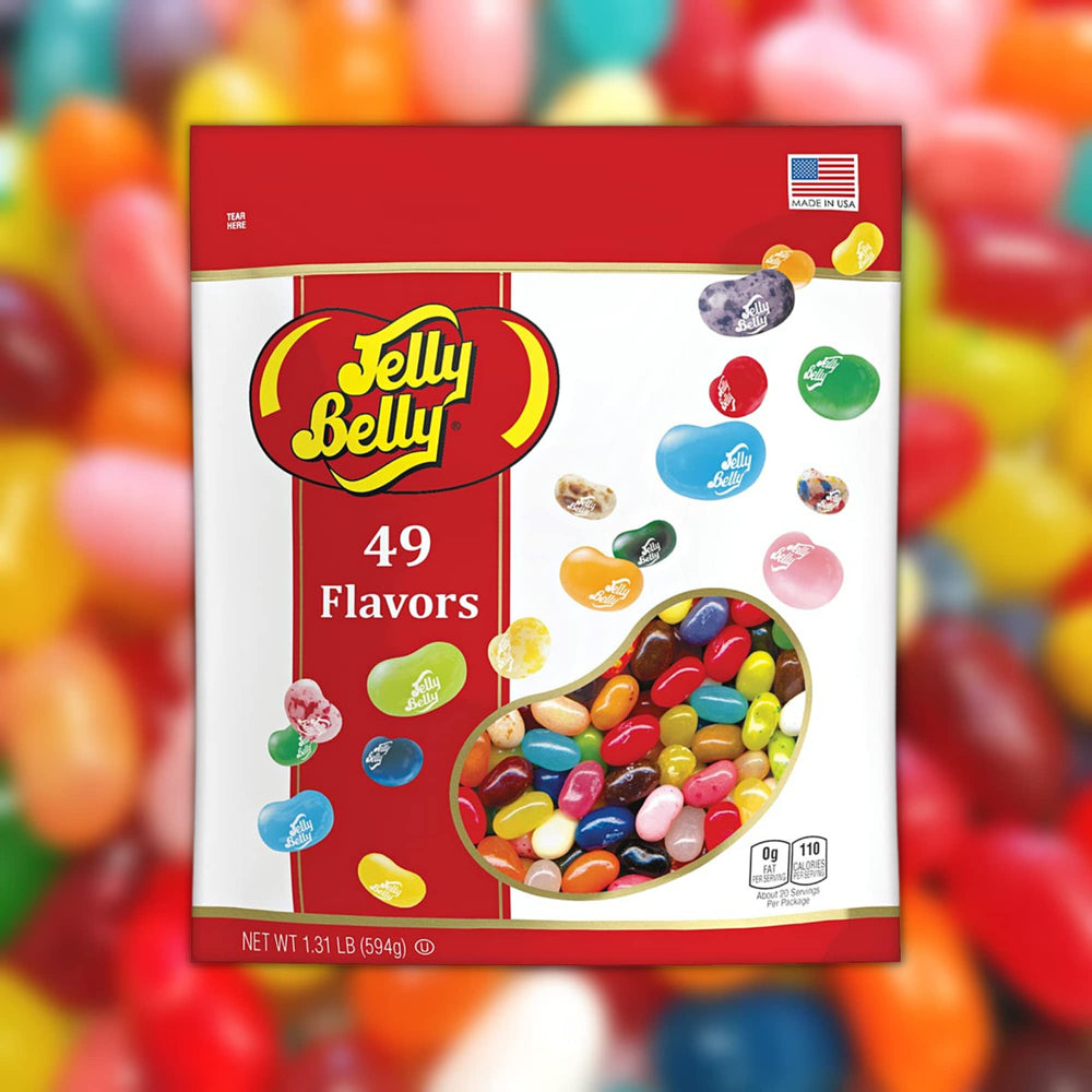 Jelly Belly close-up of individual bean textures highlighting flavor intensity and shine
