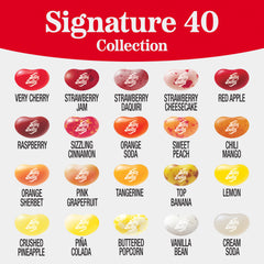 Jelly Belly label detail listing sample flavors to help identify individual beans