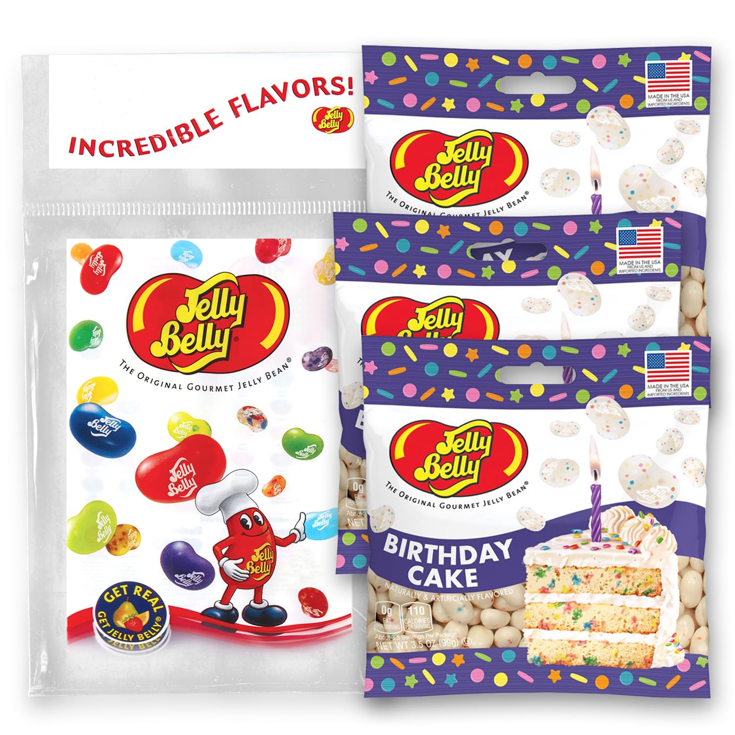 Jelly Belly front packaging showing pumpkin pie grab & go bags and convenience