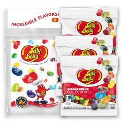 Jelly Belly front packaging Signature 10 showing colorful bags and convenience