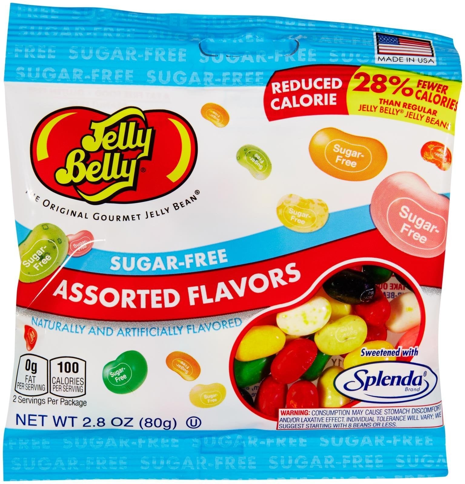 Jelly Belly front packaging showing 2.8 oz bag and brand for convenient snacking