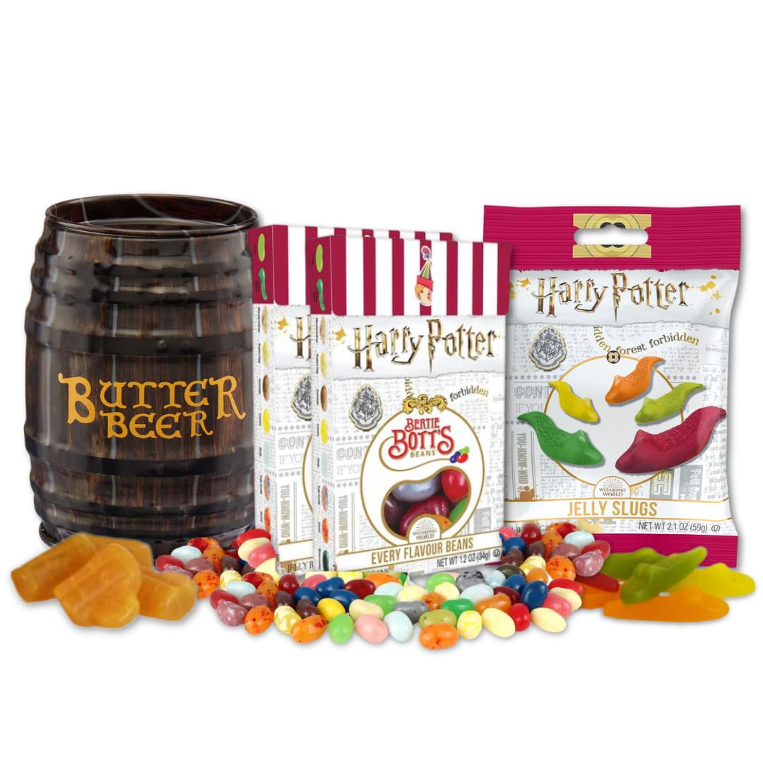 Jelly Belly front packaging showing all four Harry Potter candies and gift-ready appeal