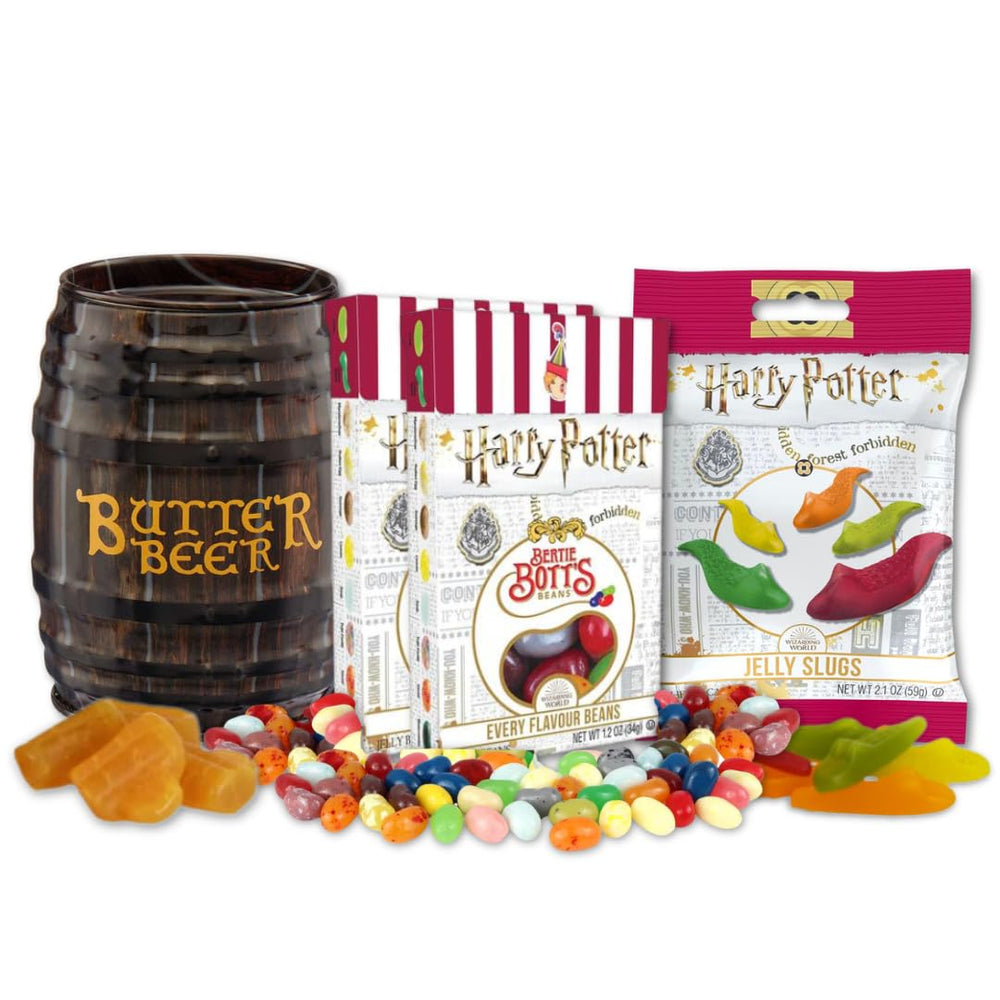 Jelly Belly front packaging showing all four Harry Potter candies and gift-ready appeal