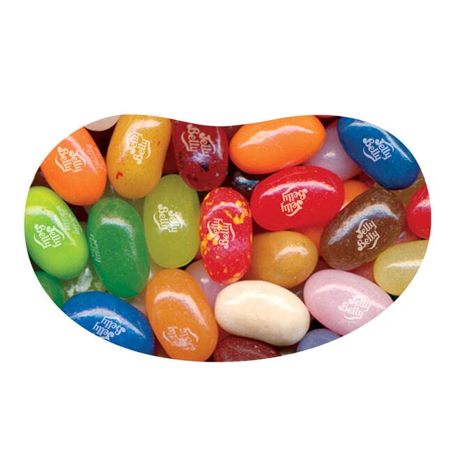 Jelly Belly label close-up showing kosher and allergen-friendly markings for reassurance