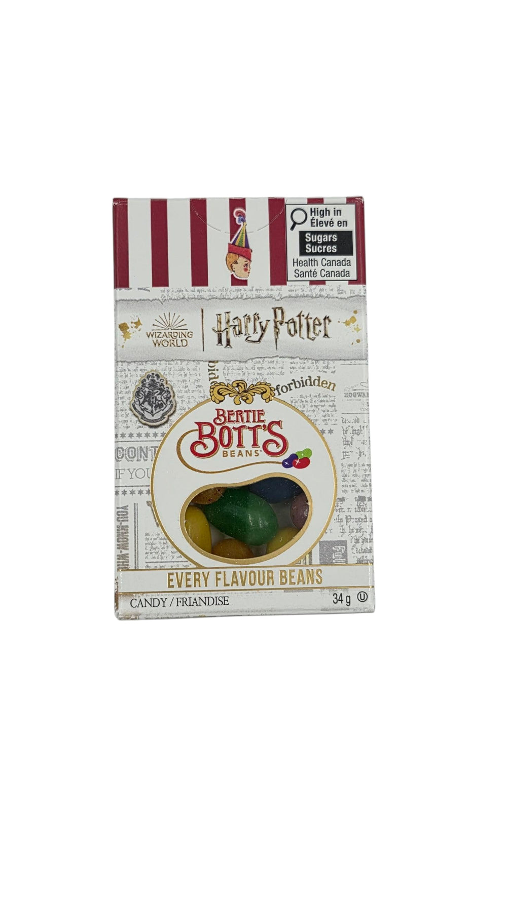 Jelly Belly open box top view with mixed beans offering a surprise tasting experience