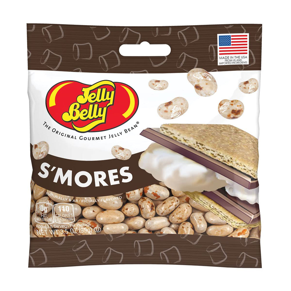 Jelly Belly open resealable bag displaying convenience for snacks on the go