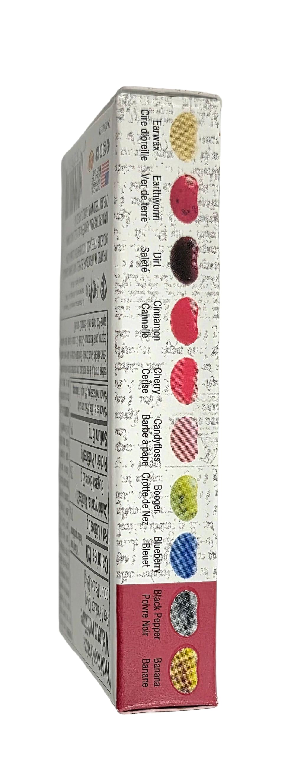 Jelly Belly scale comparison box next to hand showing compact 1.2 oz portion size