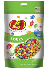 Jelly Belly front pouch showing brand and resealable convenience