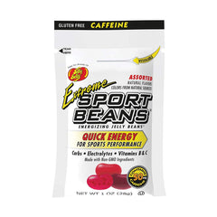 Jelly Belly front packaging showing 24 one-ounce bags and quick portability benefit