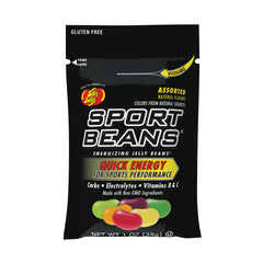 Jelly Belly front packaging showing single-serve sport bean packs for quick fuel