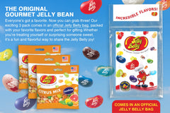 Jelly Belly open bag with scattered beans offering quick snack appeal
