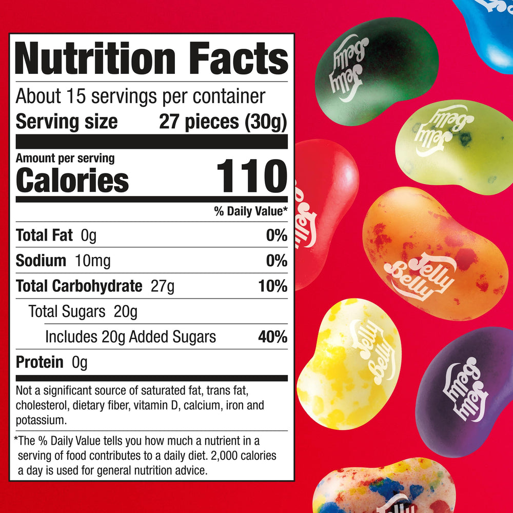 spread of Jelly Belly beans showing the full color and flavor diversity