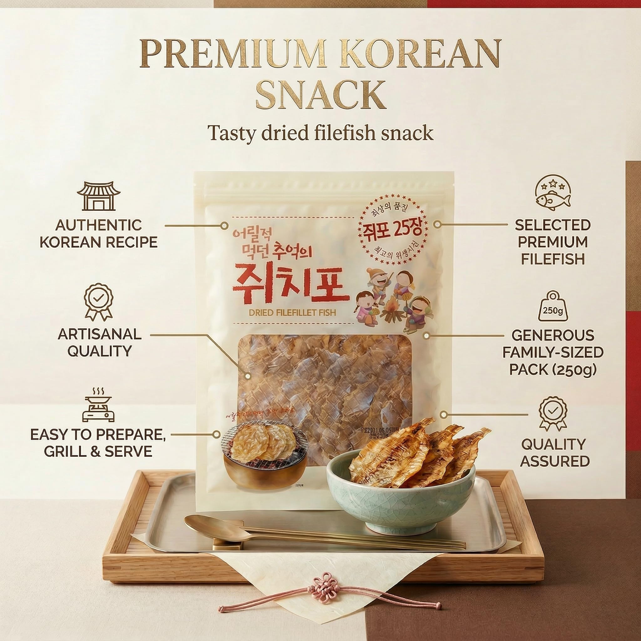 JEOLLANAMDO 250g pack beside common items showing true portion size